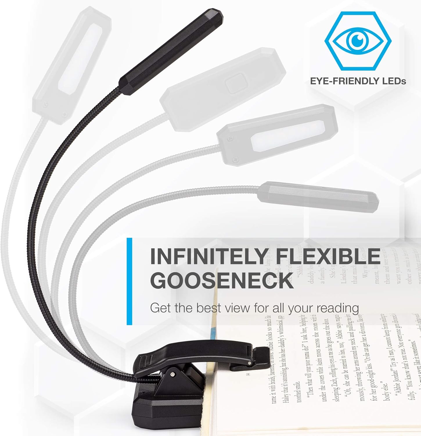 Vont Book Light, Reading Light, Rechargeable Book Light for Reading in Bed, (60 Hours) Eye Protection LEDs Reading Lamp, Clip On Light, Clamp Light, Bed Lamp, 3 Modes, Warm White Light (3000k): Home Improvement