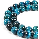 Nancybeads 60pcs 6mm Natural Aquamarine Tiger's Eye Gemstone Round Spacer Loose Stone Beads for Jewelry Making 15.5" 1 Strand (Aquamarine Tiger's Eye, 6mm 60Beads)