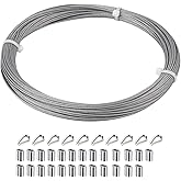 SIDAZON 1/16 inch Stainless Steel Wire Cable,100FT,Aircraft Cable Wire Rope Marine Grade, Length 7x7 Strand Core with Aluminum Sleeves and Thimbles