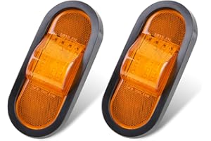 JAMARCO 2Pcs 6.5 Inch Oval LED Side Marker Lights and Mid Ship Turn Signal Amber w/Reflex Lens Rubber Grommet Sealed w/3 Prong Wire Pigtail for 6 Inch Oval Led Trailer Mid Turn Marker Lights Reflectorized