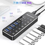 RSHTECH 7-Port USB Hub 3.1/3.2 Gen2 10Gbps USB-C/A Powered Splitter view 2