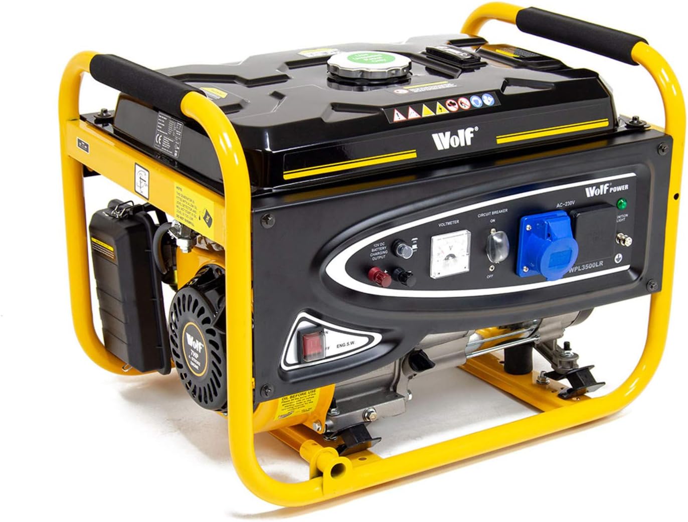 Wolf Petrol Generator 3200w 4kVA 7HP Quiet Heavy Duty Portable 4Stroke