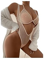 WDIRARA Women's Lingerie Set Polka Dots Mesh Teddy