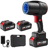 Small Handheld Cordless Leaf Blower with 2×4.0Ah Batteries & Charger – Portable Electric Rechargeable Blower, 500,000 RPM Turbo Jet High Power, Lightweight for Yard, Patio & Garage Cleaning