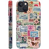 DAIZAG Case Compatible with iPhone 13,Fit Shockproof Cover for Women Girls,Retro Stamp Collage