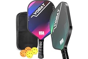 VOIDAY Pickleball Paddles Set of 2, USAPA Approved Fiberglass Pickle Ball Paddles with 4 Pickle Balls, Durable &Lightweight Racket for Beginners, Pros, Men, Women, Adults, Kids