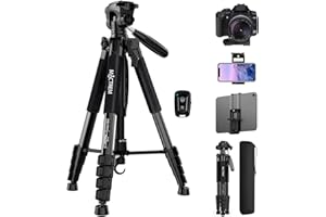MACTREM 75 Inch Camera Tripod for Sony Canon Nikon, Lightweight Travel Video Aluminum Tripod Stand with Cell Phone Mount for iPad Phone