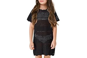 Amarmia Girls Swim Cover Up Crochet Bathing Suit Cover Ups Short Sleeve Summer Beach Dress