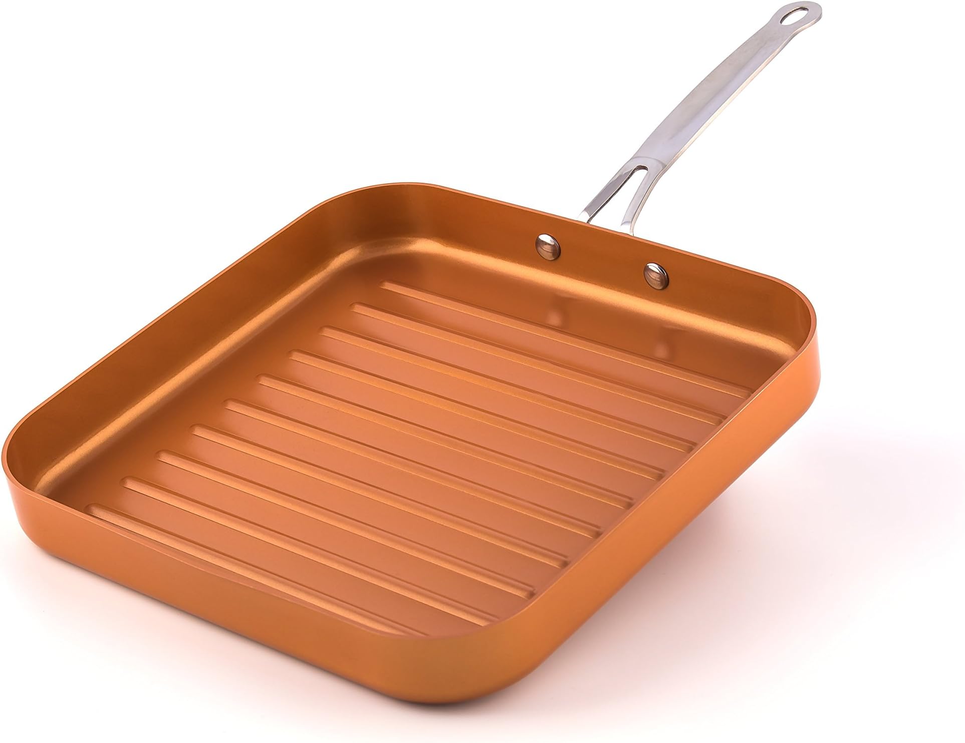 MasterPan Copper tone 11-inch Ceramic Non-stick Square grill pan