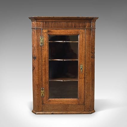 Antique Corner Cabinet Oak Mahogany Georgian Glazed Hanging