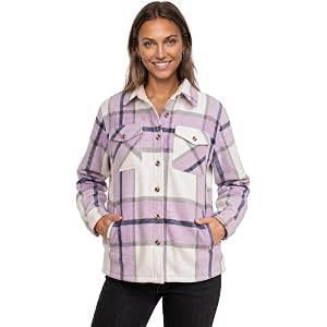 Sage Collective Women's Plaid Sherpa-lined Shirt Jacket – Plush Fleece Shacket With Pockets