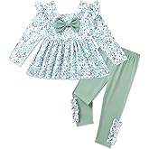 Coedody Toddler Girl Clothes 12M-6T Long Sleeves Ruffle Top+Ruffle Pants Toddler Girls Fall Winter Clothes