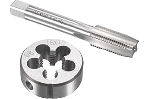 uxcell M15 x 1.5mm Metric Tap and Die Set, Machine Thread Screw Tap with Round Threading Die, Tap & Die Kit for Nut Screw Bol
