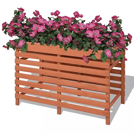 Festnight- Holz Hochbeet Kräuterbeet Pflanzkübel mit Füßen 100 x 50 x 71 cm Braun Garten Blumenkübe Blumenkasten für Garten T