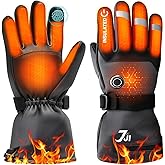 7JI Heated Gloves for Men Women, Rechargeable Heated Gloves with 3 Temperature Modes, 7.4V 22.2WH Battery, Waterproof Electric Hand Warmers for Motorcycle Skiing, Camping & Hiking, Hunting, Cycling
