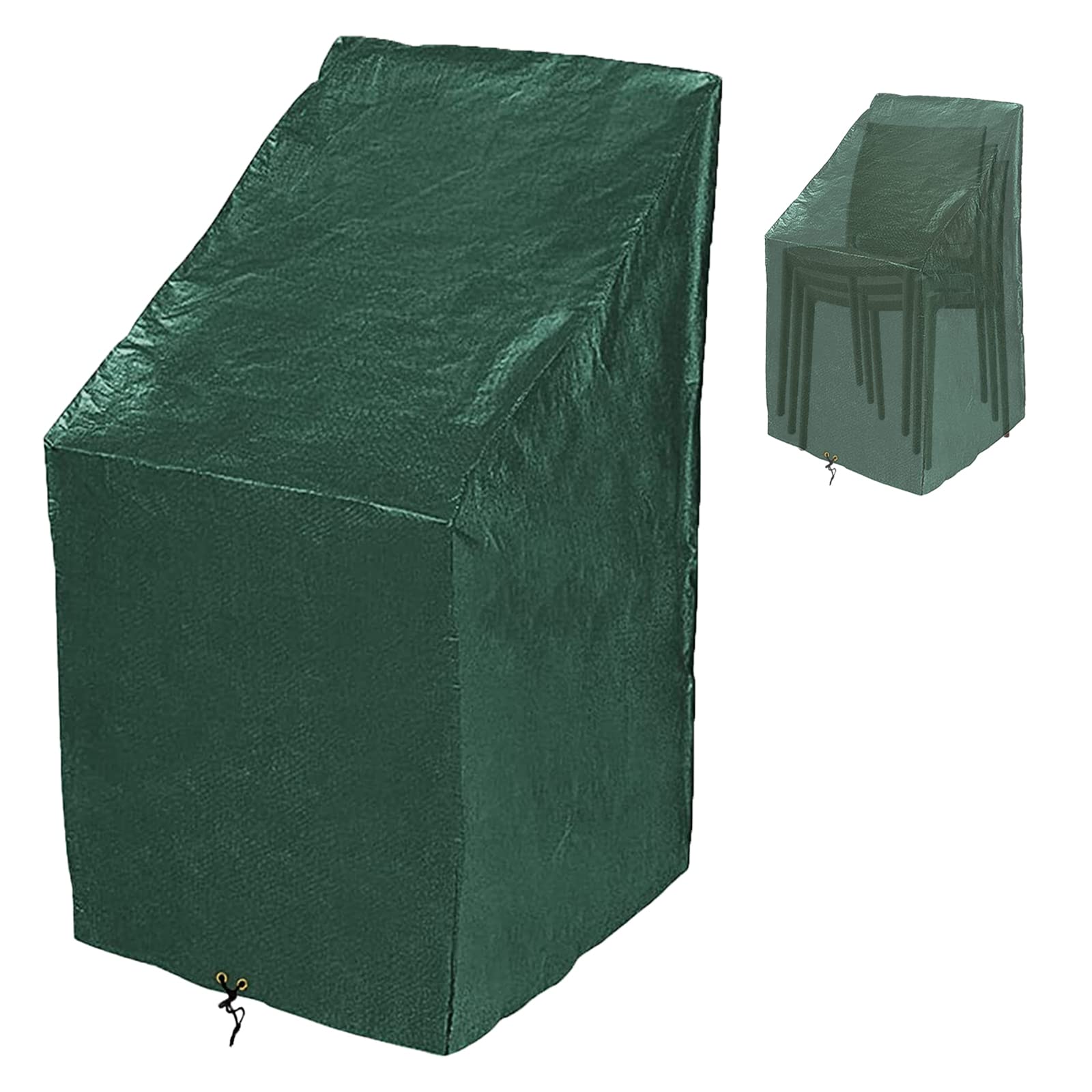 RICHIE Garden Stacking Chair Cover - Outdoor Patio Chair Covers, Waterproof Reclining, Anti-UV All Weather, Green Polyethylene, 65x65x80/120cm