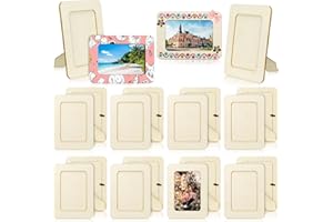 VOKOY 20 Pack Wooden Picture Frames for Crafts, DIY Wood Craft Picture Frames Bulk for 4" x 6" Photos,Unfinished Standing Photo Frames DIY Crafts Wood Decorate for Birthday Party Christmas Gifts