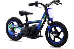 AIII Lightweight Electric Dirt Bike for Kids, 170/340W Electric Motorcycle Up to 10/12MPH, 24V Detachable Battery, Hand-Operated Dual Brakes Electric Balance Bike for Ages 3-6/5-12