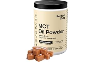 Perfect Keto 7g MCT Oil Powder, Medium Chain Triglycerides Supplement, Non Dairy Coffee Creamer for Keto Diet, Ketogenic MCT Oil Mix for Coffee, Smoothie, Protein Shakes, Salted Caramel, 30 Servings