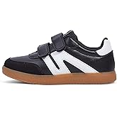 LUCKY STEP Kids Classic Retro Gum Sole Fashion Sneakers School Tennis Skate Shoes Girls Boys Hook and Loop Walking Casual Toddler Footwear Anti Slip Trainers