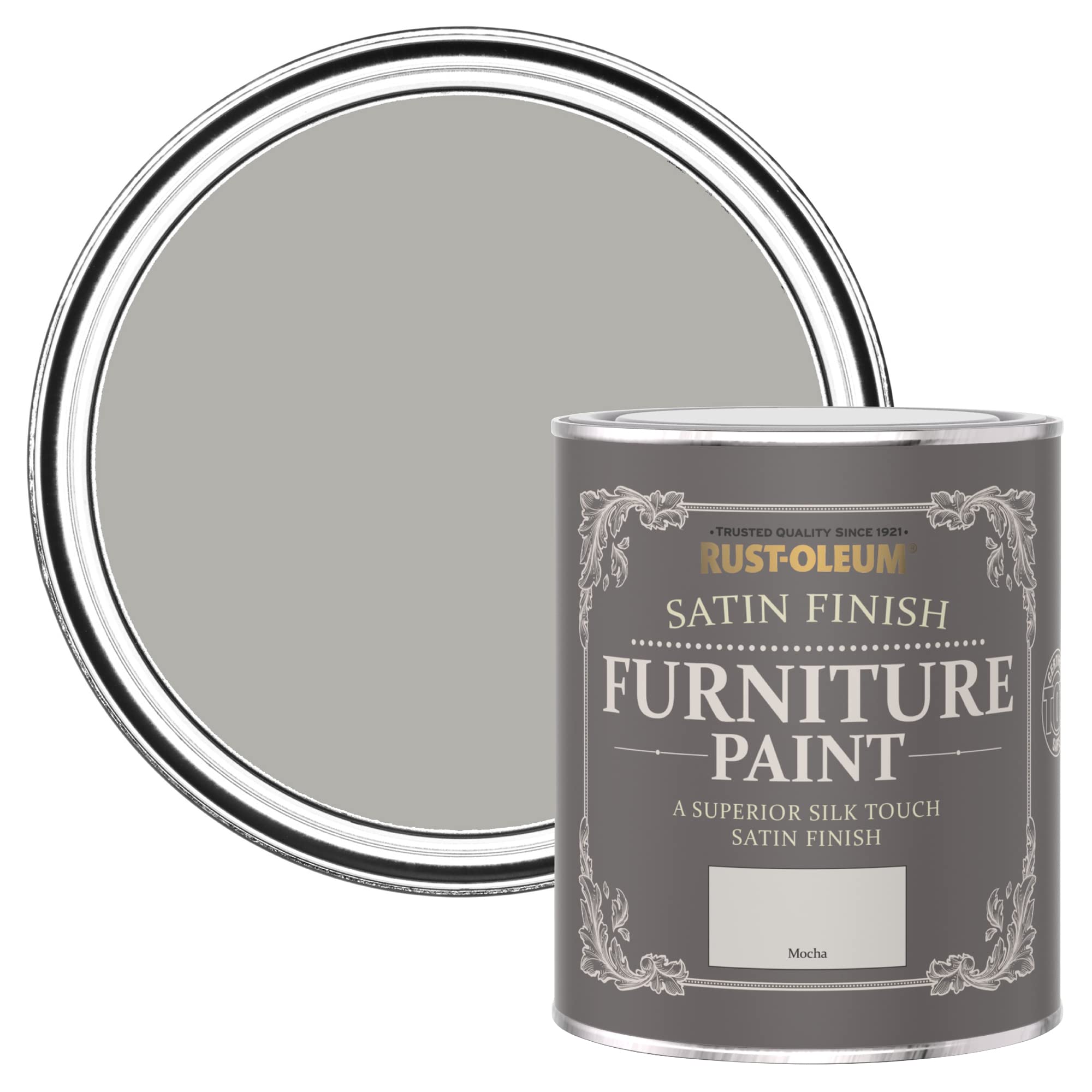 Rust-Oleum Grey Furniture & Skirting Board Paint in Satin Finish - Mocha 750ml