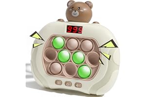 OLLOIIG Pop Fidget Kids It Games Toy, Fast Push Bubble Game Console with LED Screen for Kids 8-12, Handheld Quick Push Game, Autism Sensory Toys, Birthday Xmas Gifts for Boys, Girls, Adults (Bear)