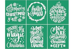 JAJADO Self Adhesive Stencils Reusable Silk Screen Transfers for Wooden Christmas Decorations, Xmas Gift, Christmas Welcome Sign Screen Print Stencils for Holiday Accent Pillow/T-Shirt/Cup/Window