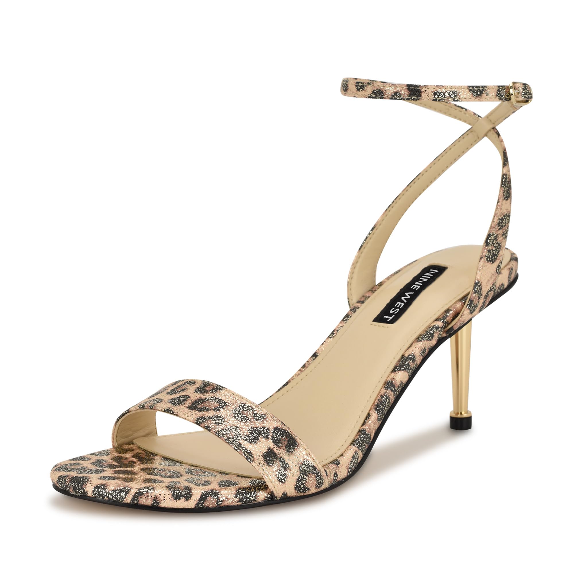 Nine West Women’s Anny Heeled Sandal, Gold Shimmer Leopard 788, 11