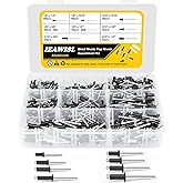 400PCS Black Pop Rivets Assortment Kit, 8 SAE Sizes Aluminum Rivets (1/8" 3/16") with Reinforced Divider & Labeled Case for S