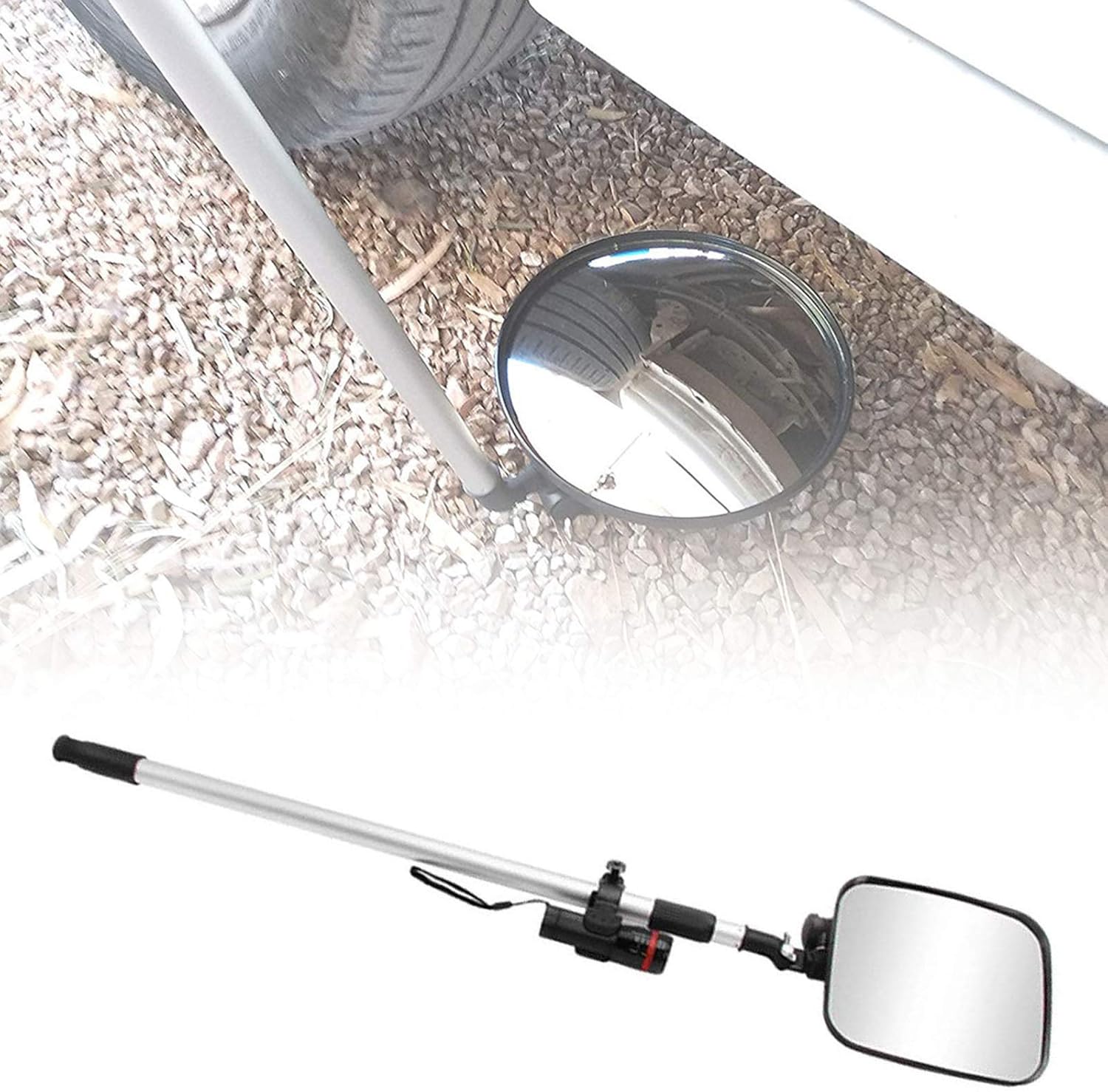 Telescopic Security Mirror with Handle, Round/RectangleVehicle Inspection Mirror with Casters