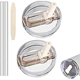 2 Pack Detachable Flip Straw Lid Replacement Fit for 30oz Stanley Quencher and ProTour,Leak Proof Lid,No Spill Tumbler Lids Reusable Replacement for 30 oz Stanley Cup Accessories (Cream white)