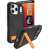 ZAGG Sedona Snap Case with Kickstand for iPhone 17 Pro - Flood Black, Drop Protection (13ft/4m), Multi-Layer Protection, with Camera Button, MagSafe Phone Case with Impact-Absorbing Bumpers
