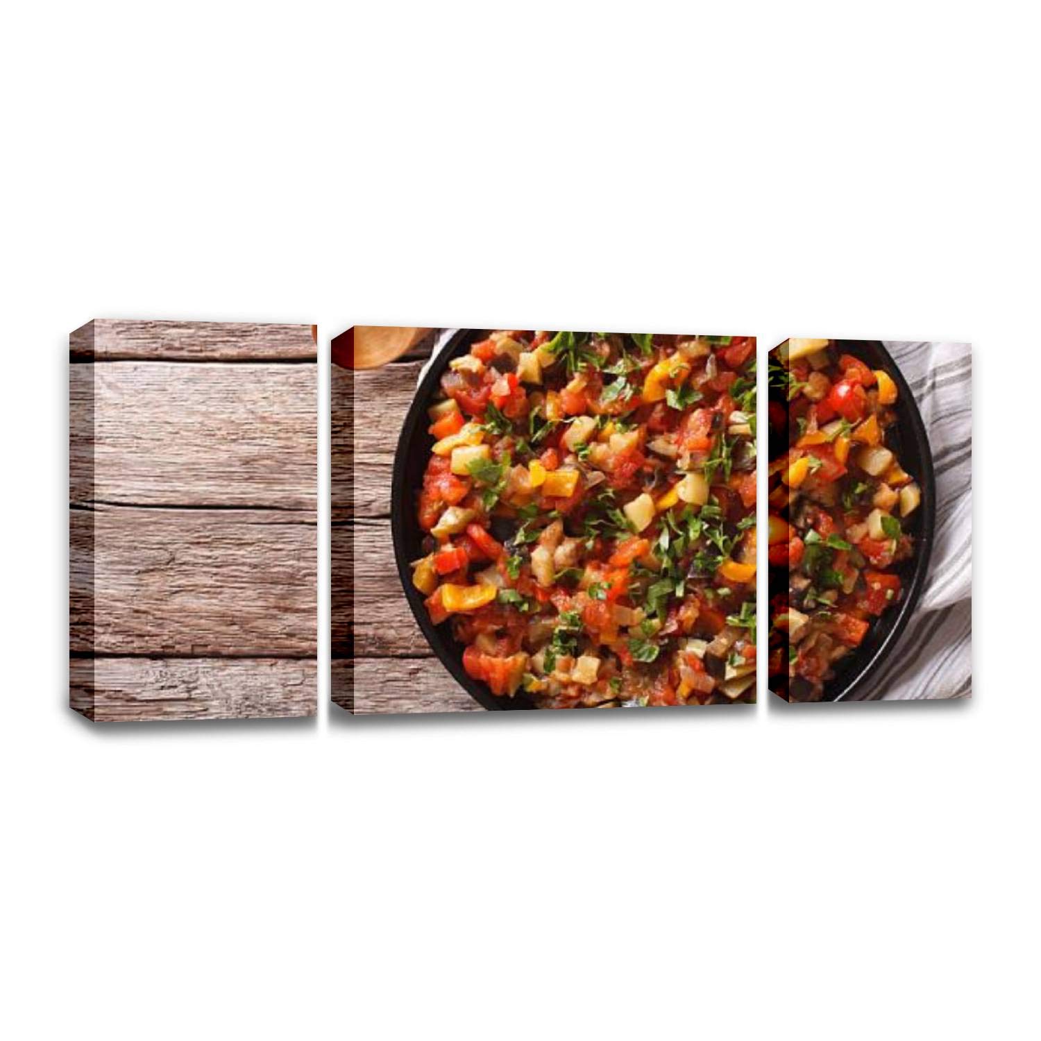 CCArtist Steamed Vegetables Eggplant, Peppers, Tomatoes, Zucchini, Onion Wall Decor Print on Canvas 