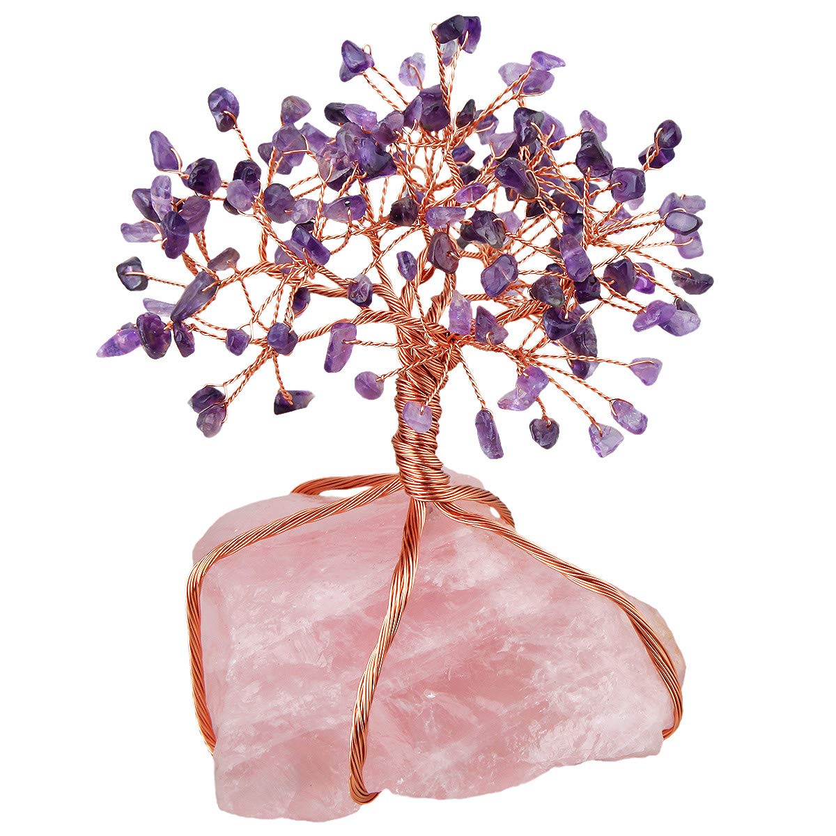 KYEYGWO Natural Crystal Tree Decorations for Home and Office, Lucky Money Tree Feng Shui Ornaments for Wealth Health, Amethyst