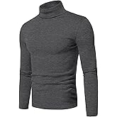 Askdeer Men's Turtleneck Shirts Cotton Long Sleeve Thermal Pullover Sweater Lightweight Thermal T-Shirts