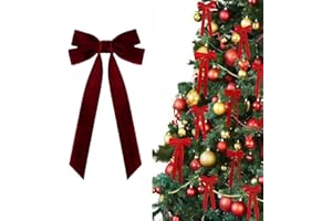 16PCS Velvet Ribbon Burgundy Bows for Christmas Tree, Vintage Christmas Decor, Vintage Rustic Small Craft Bows Ornaments for 