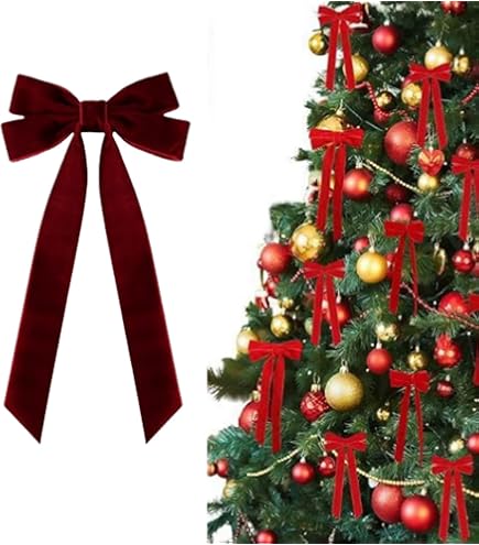 Petits Nœuds En Velours Rustique Pour Couronne De Noël - Décoration De