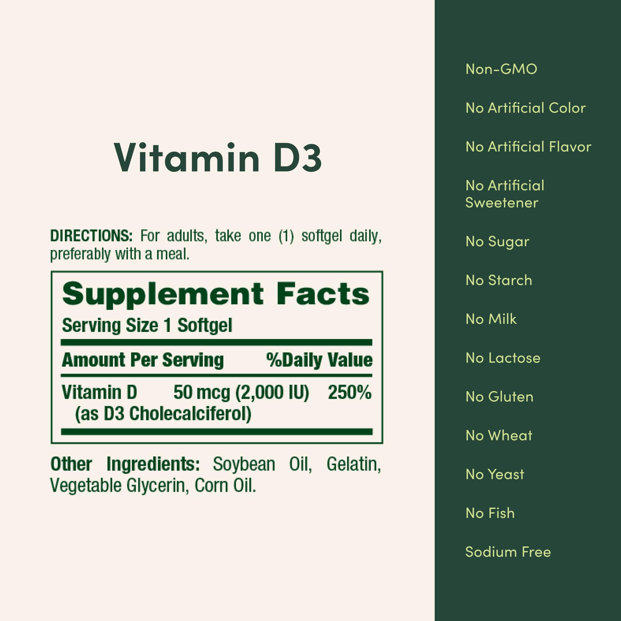 Nature's Bounty Vitamin D3 2000 IU | Supports Immune Health, Calcium Absorption & Bone Strength | Essential for Healthy Bones| Non-GMO, No-Gluten | 350 Softgels, 1 Serving Per Day for Daily Health