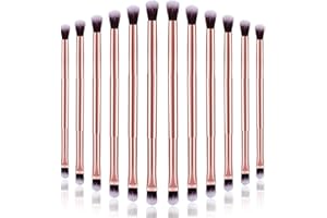 Perthlin 12 Pcs Eyeshadow Smudge Brush 2 in 1 Eyeshadow Double Ended Concealer Brush Under Eye Small Soft Firm Pointed Foundation Makeup Applicator for Blending Liner(Rose Gold)