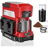 Taingwei Cordless Coffee Maker for Milwaukee M18 18V Battery, Portable Drip Coffee Maker with Electric Coffee Grinder for RV, Camping, Travel, Car, Hiking (Battery Not Included)