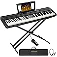 MSTNE Digital Piano 88 Key Weighted Keyboard with Hammer Action, Full Size Weighted Keyboard piano 88 Key with 2x30W Speakers, Adjustable Stand, Carrying Case, Sustain Pedal, Headphone, ABS, Black
