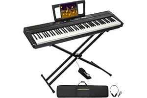 MSTNE Digital Piano 88 Key Weighted Keyboard with Hammer Action, Full Size Weighted Keyboard piano 88 Key with 2x30W Speakers, Adjustable Stand, Carrying Case, Sustain Pedal, Headphone, ABS, Black