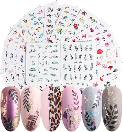 Amazon Co Jp Yami ネイルシール ジェル ジェルネイル ウォーターシール 68枚セット 手用 ネイルステッカー マニキュア デコレーション ファイル付き ネイルアクセサリー 手の爪 ネイルアート 貼るだけ ネイルラップ 可愛い おしゃれ レディース 自然風物 花 蝶
