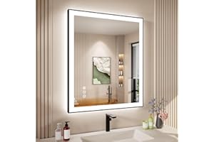 ISTRIPMF 30x36 Inch LED Bathroom Mirror with Black Frame, Backlit and Front Lighted Bathroom Mirrors for Wall, Anti-Fog, Dimmable, Memory, Shatterproof, LED Vanity Mirror for Bathroom