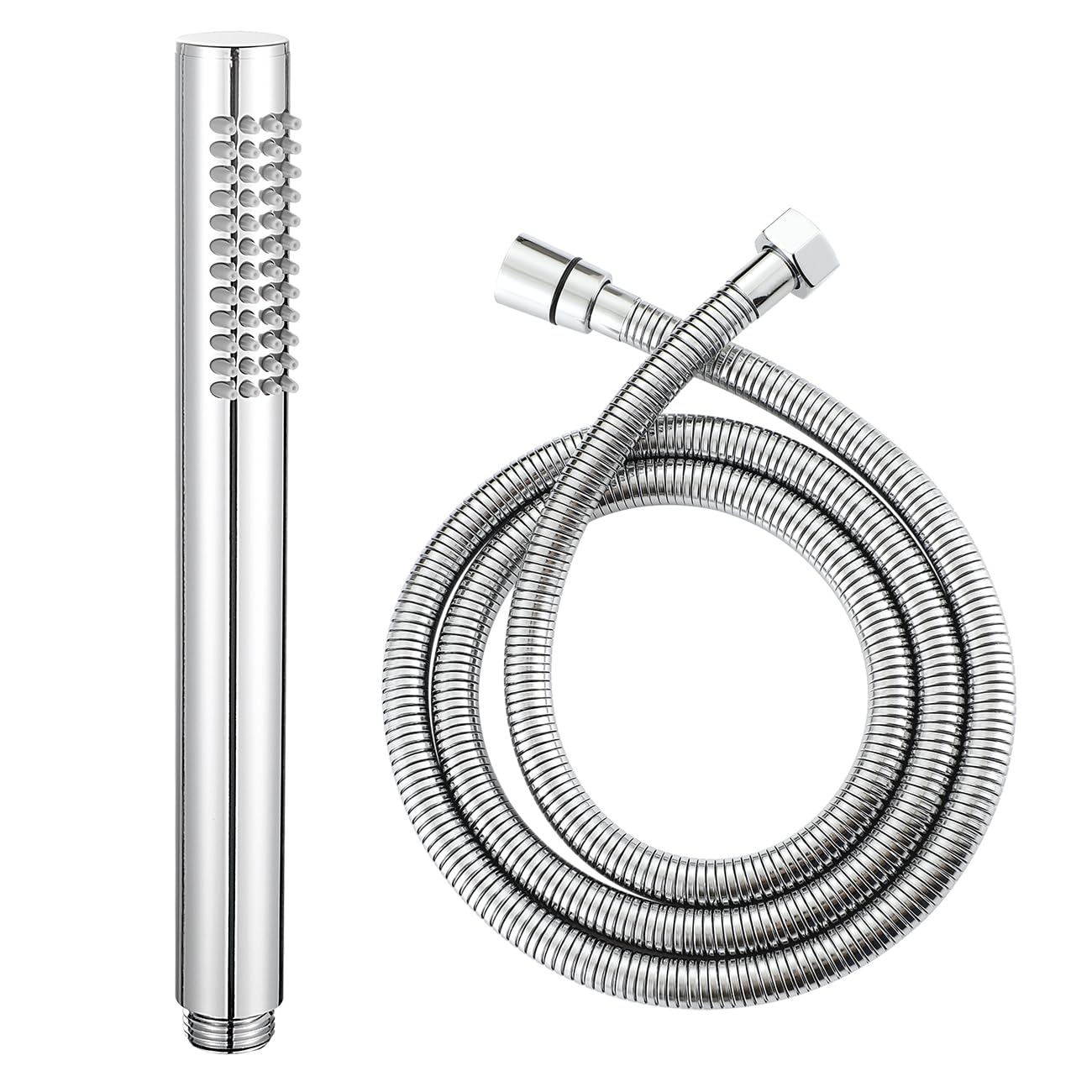 Muxios High Pressure Brass Round Handheld Shower Head Water Saving Shower Head with with Hose Flexible Stainless Steel 150cm Single Function Chrome Fnish Including Washer