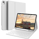 KVTVOU Keyboard Case for iPad (A16) 11th/10th Generation (11/10.9 Inch, 2025/2022) with Pencil Holder, Magnetic Detachable Wireless Bluetooth Keyboard, Folio Keyboard Cover - Thin & Light, Gray