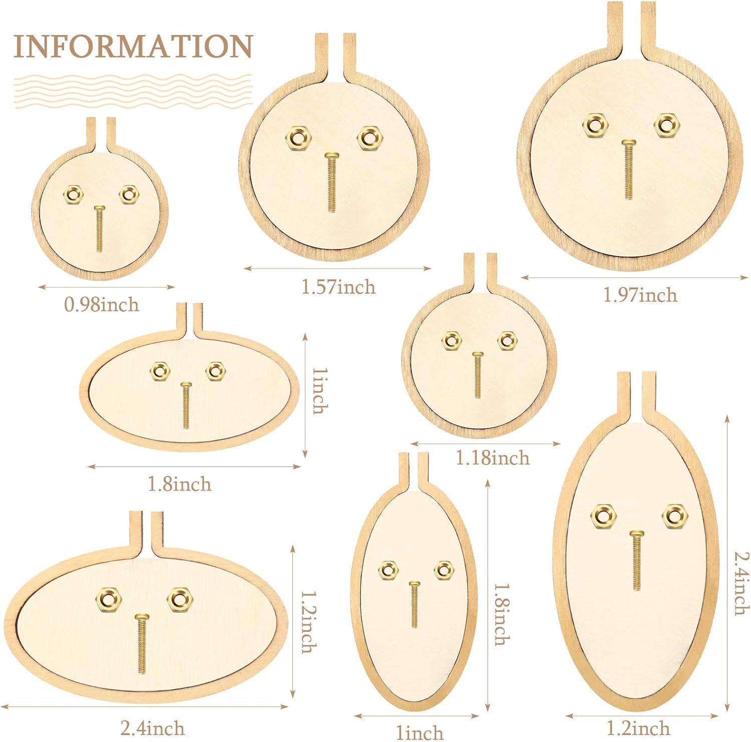 Syhood 16 Sets Mini Embroidery Hoop Wooden Mini Stitch Hoop Ring for DIY Pendant Crafts Round, Oval Vertical, Oval Horizontal - Image 4