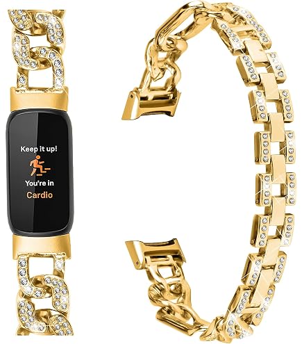 Amazon.com: Fitbit Luxe Soft Gold Stainless Steel Case & Lunar