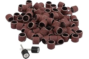 Dtacke 100 pics 1/4"/6.35mm Drum Sanding Sand 80 Grit Sander Kit Fit Dremel Includes 2 Rubber Drum Mandrels