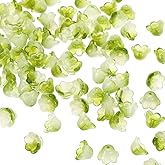 PATIKIL Glass Trumpet Flower Beads, 200 Pcs Gradient Flower Bead Charm for Jewelry Making DIY Craft, Bracelets, Earrings, Necklaces Decorations, Olive Green